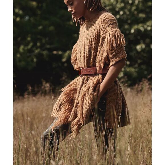 ANTHROPOLOGIE Marled Fringe‎ Oversized Poncho One Size - Picture 1 of 7